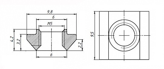 Сухарь пазовый М3 паз 6 профиль 2020 20шт